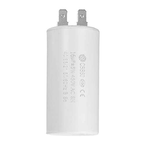 uxcell CBB60 Run Capacitor 16uF 450V AC Double Insert 50/60Hz Cylinder 72x40mm White for Air Compressor Water Pump Motor
