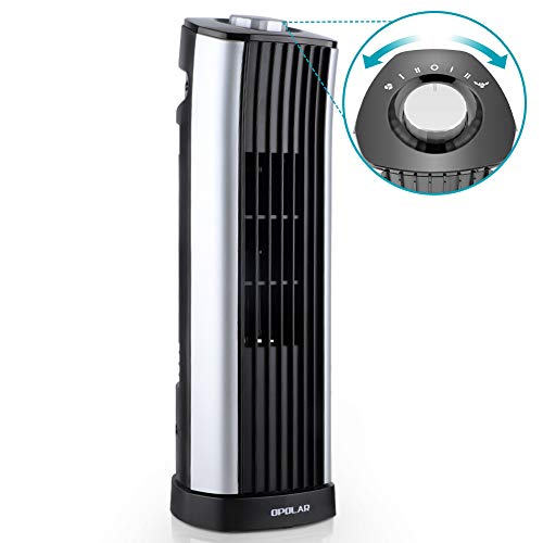 Small Oscillating Tower Fan, Portable Electric Desk Fan, Quiet Personal Cooling Fan,14 Inch, 2 Settings, Rotating Standing Fan Perfect for Home and Office
