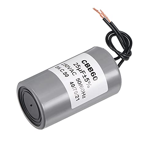 MECCANIXITY CBB60 Run Capacitor 25uF 250V AC 2 Wires 50/60Hz Cylinder Motor Running Capacitor 75x40mm for Air Compressor Water Pump